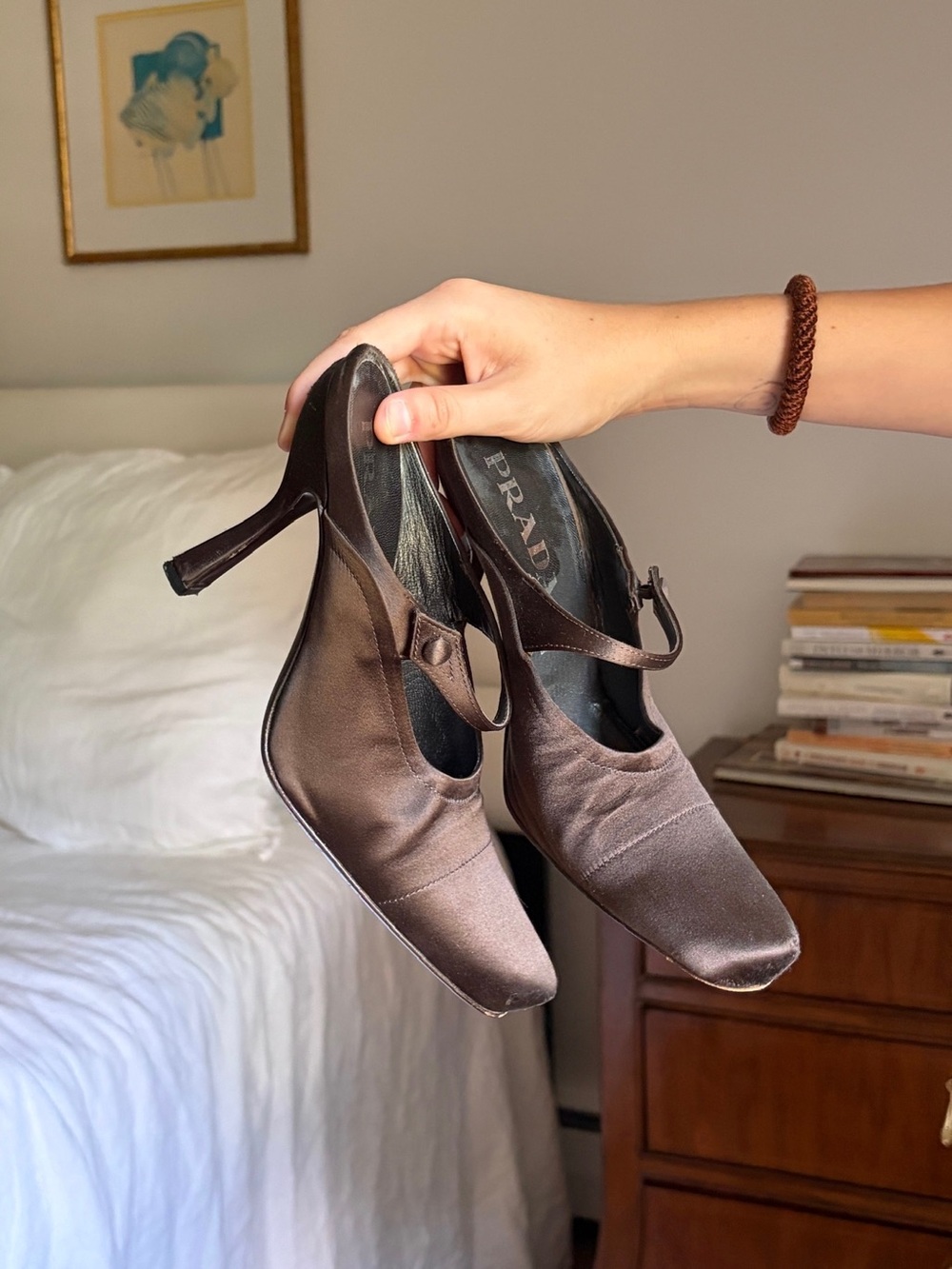Prada Chocolate Satin Mary Jane Heels